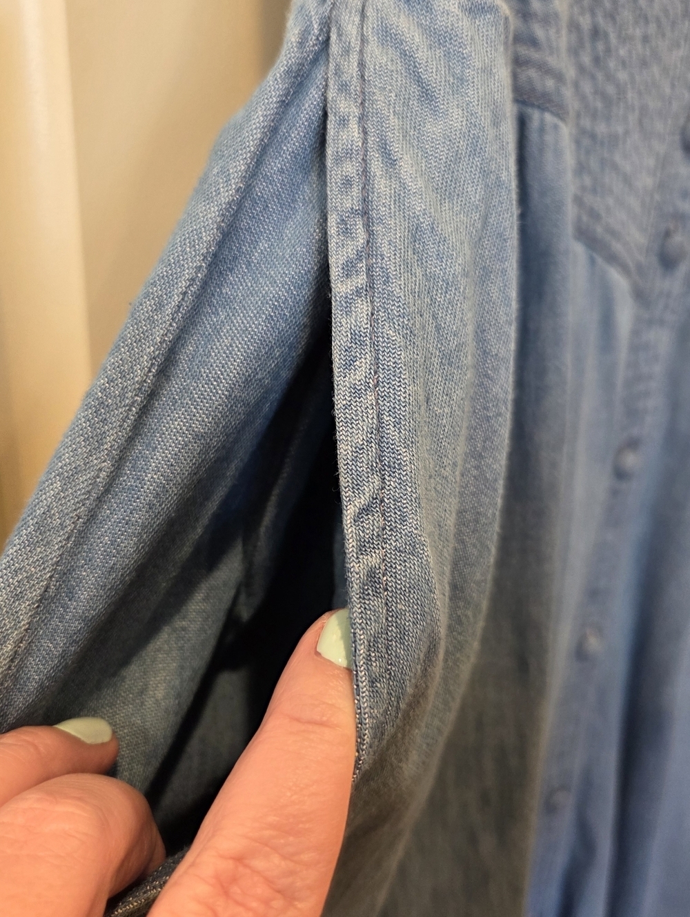 VTG Rumba by Anai Denim Maxi Skirt Smocked High Waist Button Front Blue L Boho - Picture 6 of 14